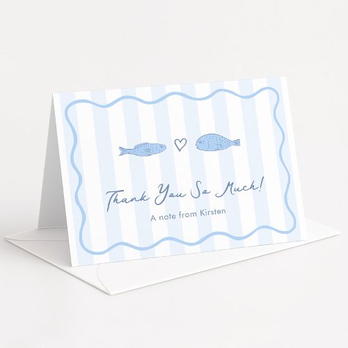 Modern Two Less Fish In The Sea Wedding Shower Thank You Card
