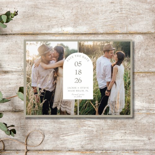 Modern Two Photo Arch Wedding Save The Date