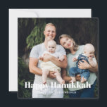 Modern two photo double sided custom text Hanukkah Holiday Card<br><div class="desc">Modern two photo double sided custom text Hanukkah Cards.
Custom photo image or picture with fully customizable white text on front side and custom second photo on the back.


Photo credit freepik</div>