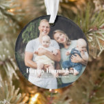 Modern two photo double sided custom text Hanukkah Ornament<br><div class="desc">Modern two photo double sided custom text Hanukkah Ornament.
Custom photo image or picture with fully customizable white text on front side and custom second photo on the back.


Photo credit freepik</div>