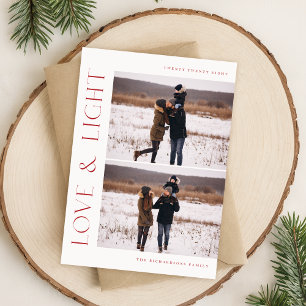 Modern Two Photo Family Christmas Holiday Postcard