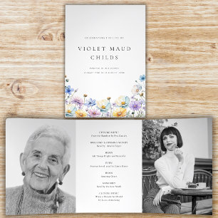 Modern two photo funeral order of service  Tri-Fold invitation