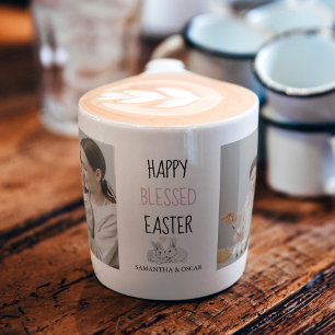 Modern Two Photo   Happy Blessed Easter   Bunny Espresso Cup