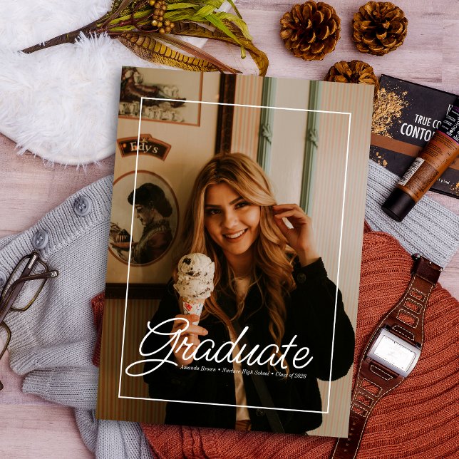  Modern Two Photo Magazine Cover Graduation 2025 Invitation (Creator Uploaded)