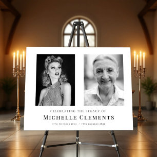 Modern two photo memorial wake rememberance sign