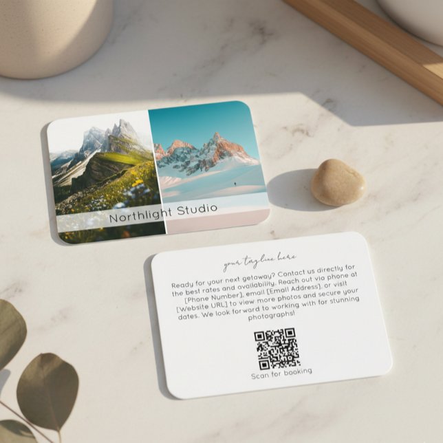 Modern Two Photo Photography QR Code Camera Business Card (Creator Uploaded)