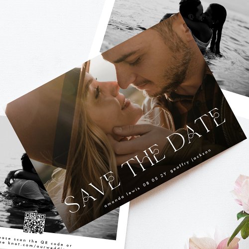 Modern Two Photo QR CODE Wedding Save The Date