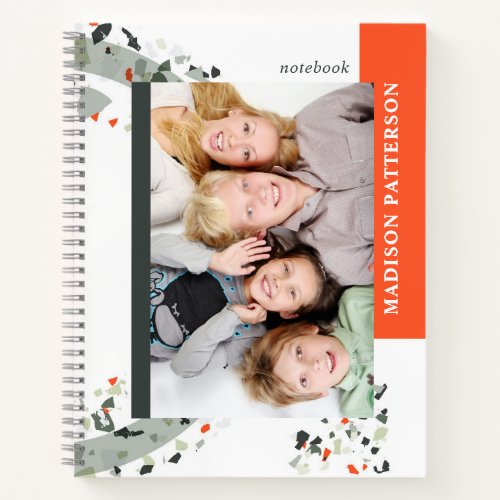 Modern Two Photo Terrazzo Personalized Name Notebook