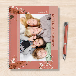 Modern Two Photo Terrazzo Personalized Name Notebook