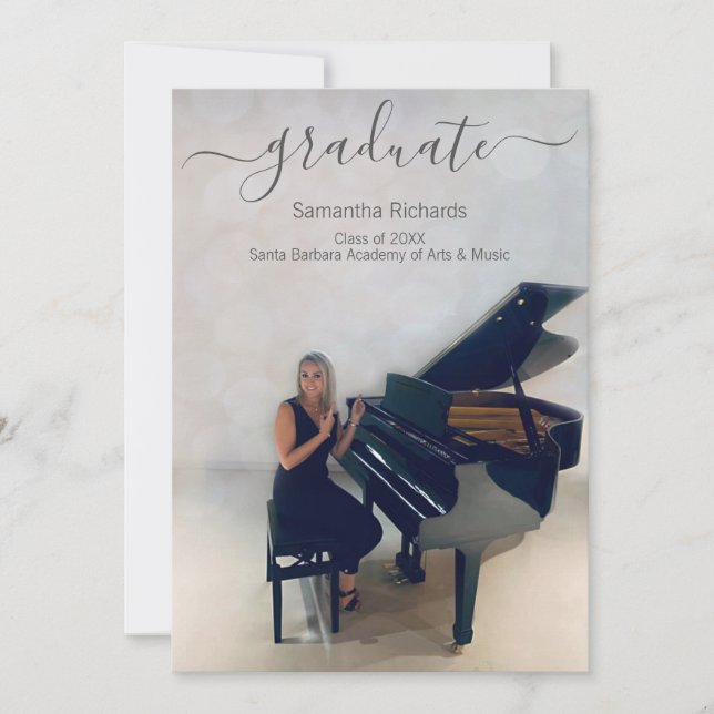 Modern Two Photo Typography Graduation Invitation (Front)