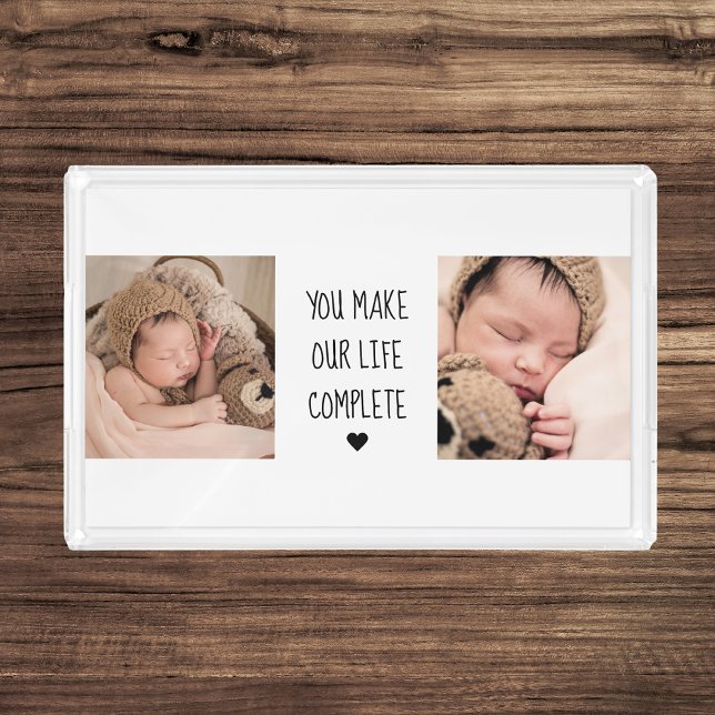 Modern Two Photo | You Make Our Life Complete  Acrylic Tray (Creator Uploaded)