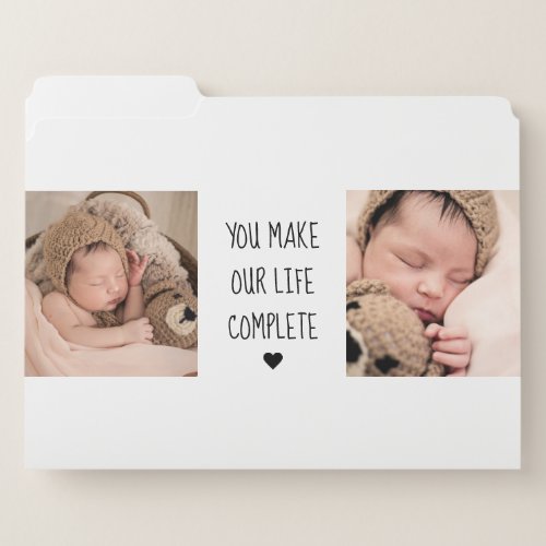 Modern Two Photo  You Make Our Life Complete  File Folder