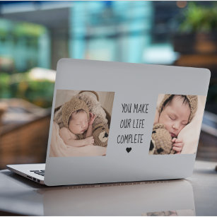 Modern Two Photo   You Make Our Life Complete  HP Laptop Skin