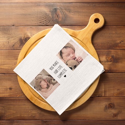 Modern Two Photo  You Make Our Life Complete  Kitchen Towel