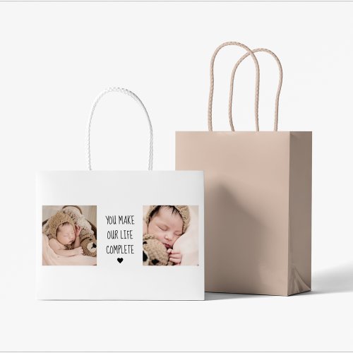 Modern Two Photo  You Make Our Life Complete  Large Gift Bag