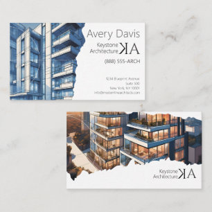 Modern Two Sided Architect Custom Building Photos Business Card