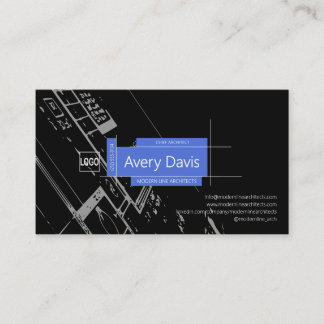 Modern Two-Sided Architecture Blueprint Business Card