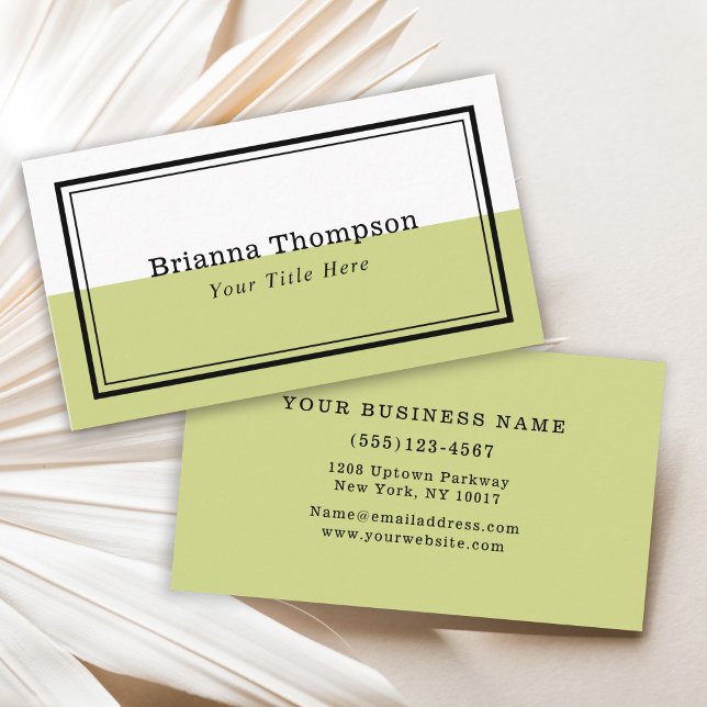 Modern Two Tone Color Block Lime Green Business Card (Creator Uploaded)
