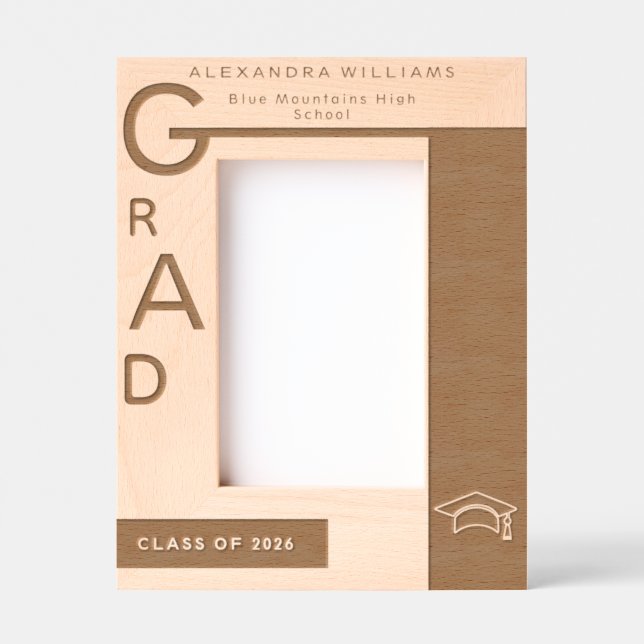 Modern Two-Tone Design Graduation Photo Engraved Frames (Front)