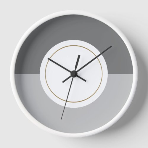 Modern Two Tone Gray Rim White Center Circle Clock