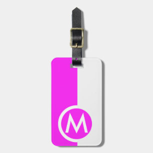 Modern Two Tone Pink Monogrammed Luggage Tag
