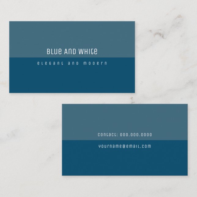 Modern Two-Tones Blue Business Card (Front/Back)