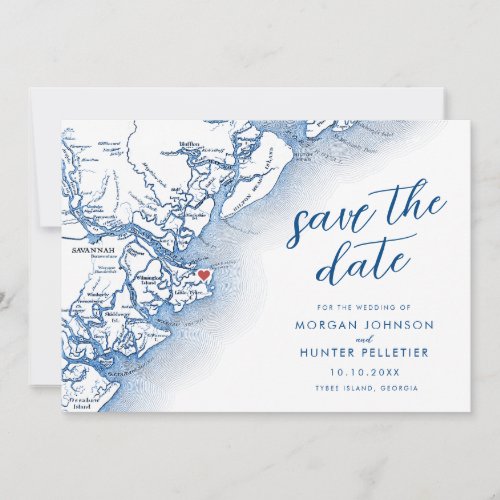 Modern Tybee Island Georgia Map Wedding Save The Date