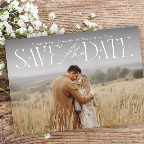 Modern Type Calligraphy Script Overlay Photo Save  Save The Date