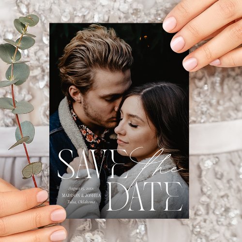 Modern Type Calligraphy Script Overlay Photo Save The Date