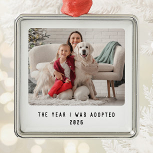 Modern Type Dog Adoption Photo Keepsake Metal Ornament