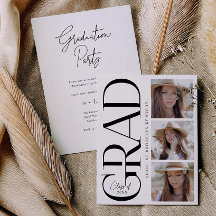 Modern Type Graduation Party Photo Invitation Card