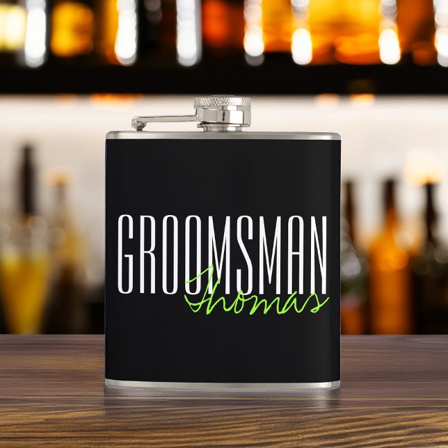 Modern Type Groomsman Personalized Bridal Party Flask (Creator Uploaded)