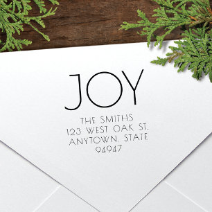 Modern Type JOY Holiday Return Address Stamp