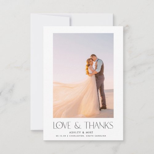 Modern Type Love  Thanks 2 Photo Wedding Thank Yo Thank You Card