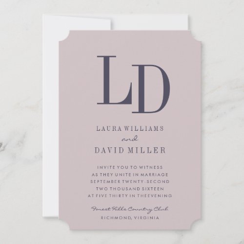 Modern Type Monogram Wedding Invitation 5" X 7" Invitation Card