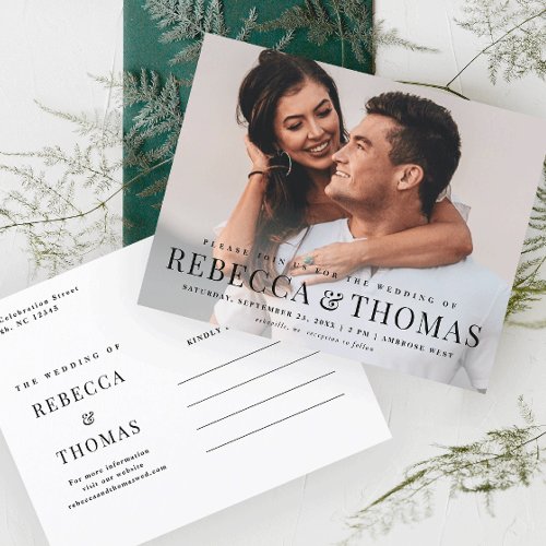Modern Type Names Simple Photo Wedding Invitation Postcard