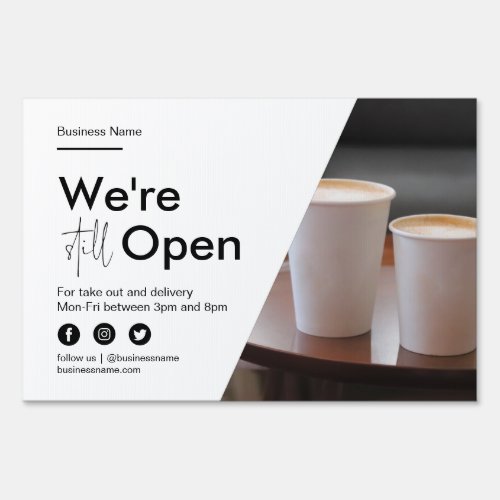 Modern Type Open For Business Take Out Coffee Cafe Sign