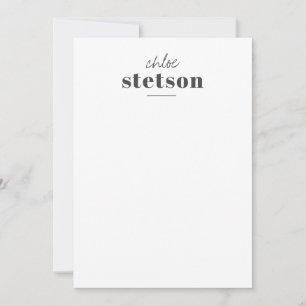 Modern type personalized stationery note card