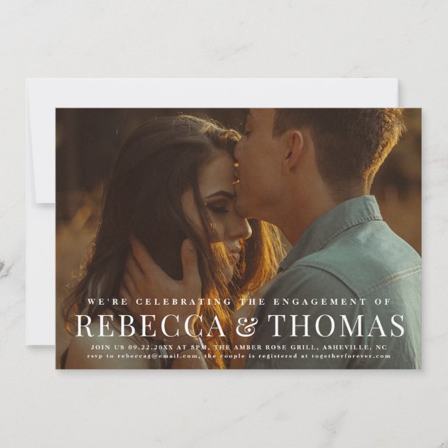 Modern Type Photo Engagement Party Invitation (Front)