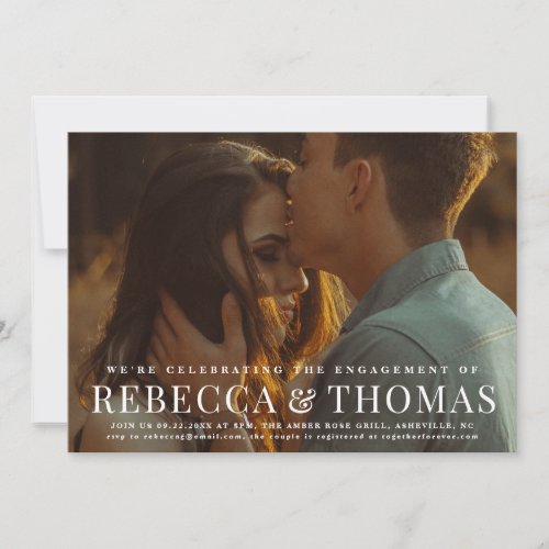 Modern Type Photo Engagement Party Invitation