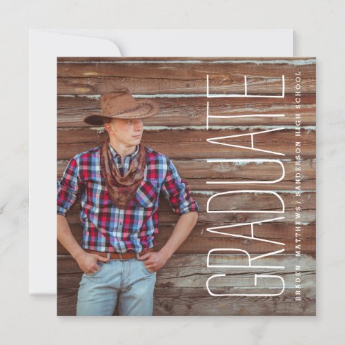 Modern Type | Photo Graduation Party Invitation 5.25" Square Invitation Card