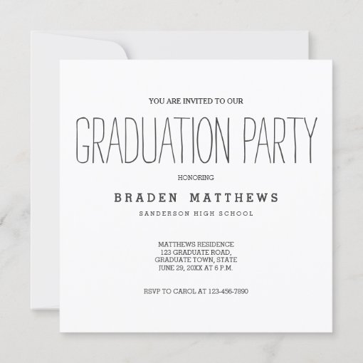 Modern Type | Photo Graduation Party Invitation | Zazzle