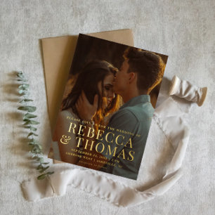 Modern Type Photo Wedding Gold Foil Invitation