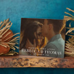 Modern Type Photo Wedding Plaque<br><div class="desc">A modern type overlay with large names and a full bleed photo are the features on this wedding anniversary keepsake plaque. Click the edit button to customize this design.</div>