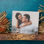 Modern Type Photo Wedding Plaque<br><div class="desc">A modern type overlay with large names and a full bleed photo are the features on this wedding anniversary keepsake plaque. Click the edit button to customize this design.</div>
