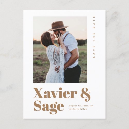 Modern Type Photo Wedding Save the Date Announcement Postcard