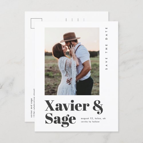 Modern Type Photo Wedding Save the Date Announcement Postcard