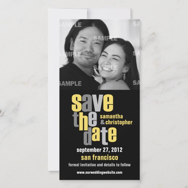 Modern Type Save The Date Photo Card (Front)
