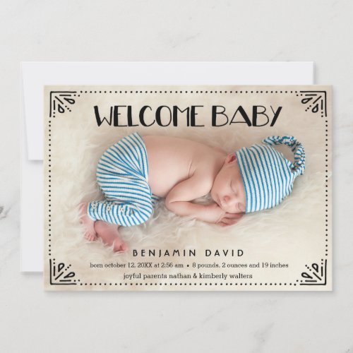 Modern Type Sweetly Framed Birth Announcement
