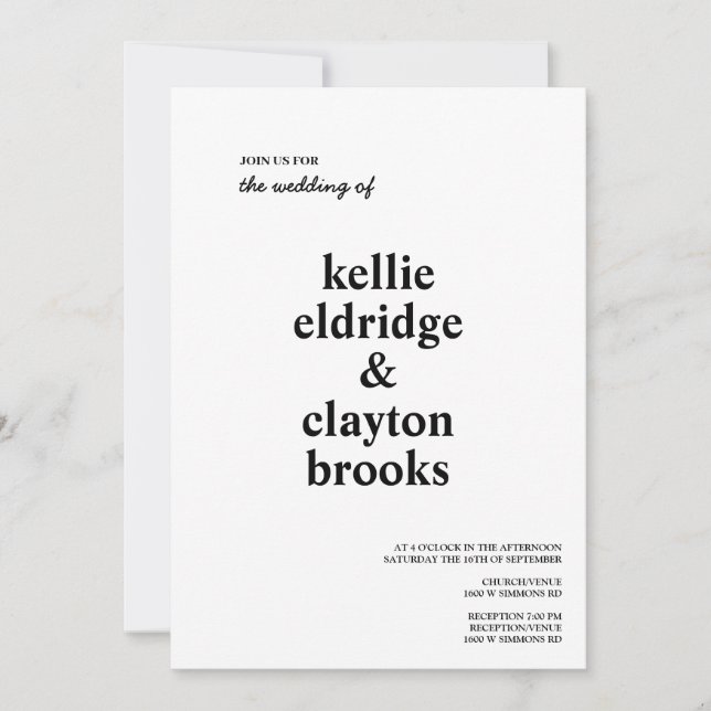 Modern Type Wedding Invitation (Front)